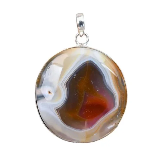 Botswana Agate Solid 925 Sterling Silver Pendant - Picture 4 of 4